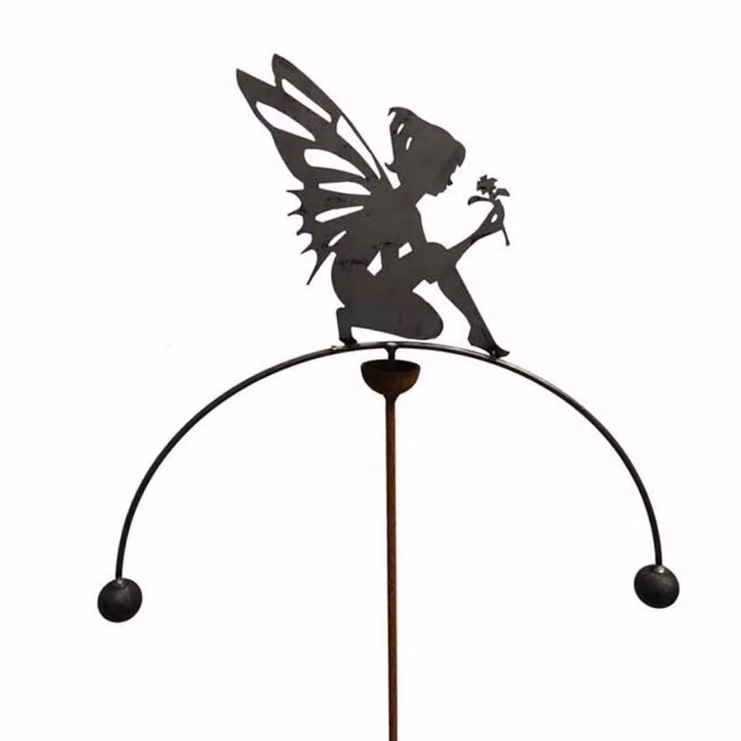 Poppyforge Fairy Sitting Wind Rocker in Brown Steel, W54 x H148.5 cm – 2
