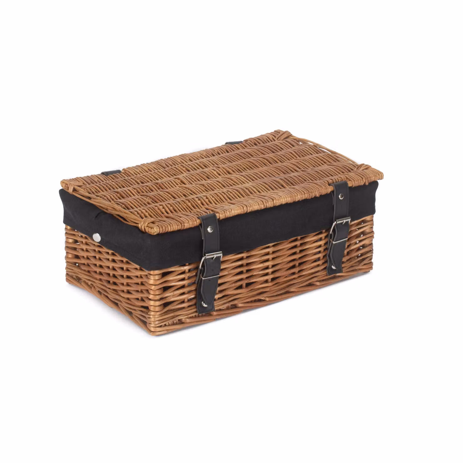 Red Hamper Wicker Double Steamed Empty Hamper Basket with Black Lining in Brown, W: 35 cm – 2