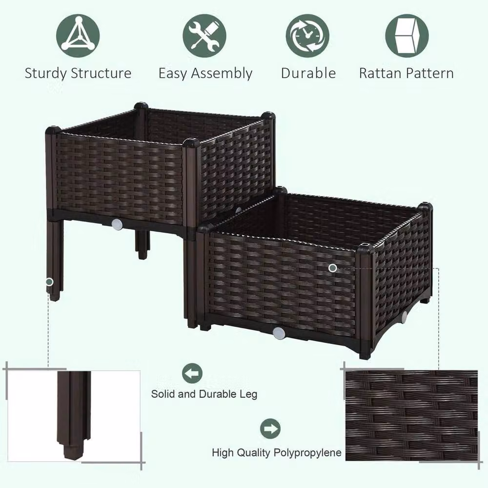 Kelvenix 2-piece Brown Plastic Raised Bed – 4