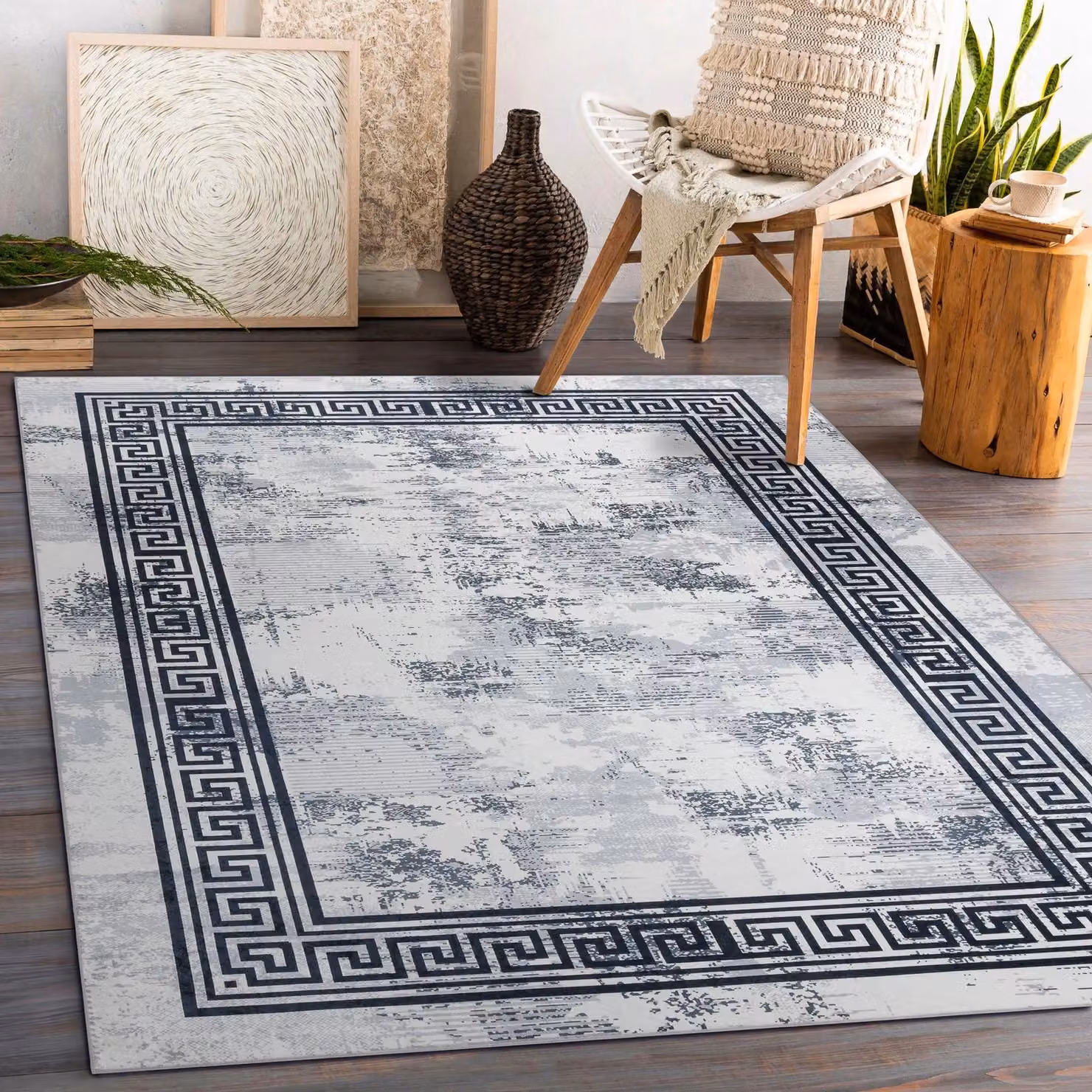 RugsX Andre Modern Rectangular Rug in Black, W: 160 cm, L: 220 cm – 3