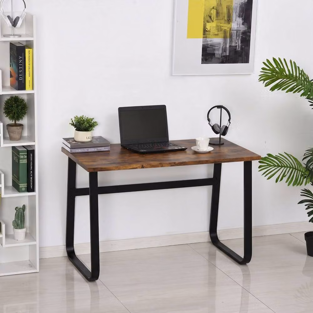 Rolipo Industrial Writing Desk in Brown with Metal Legs, W: 100 cm, D: 58 cm – 4