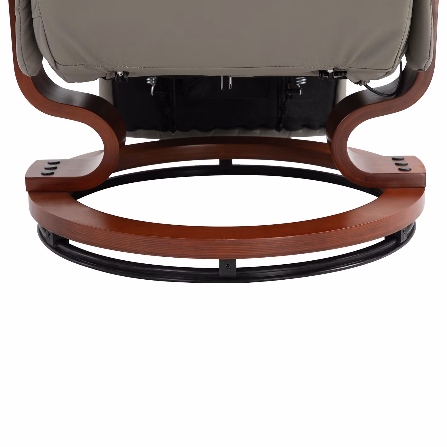 HOMCOM Grey Faux Leather Manual Recliner Armchair with 360 Degree Swivel and Solid Wood Frame – 6