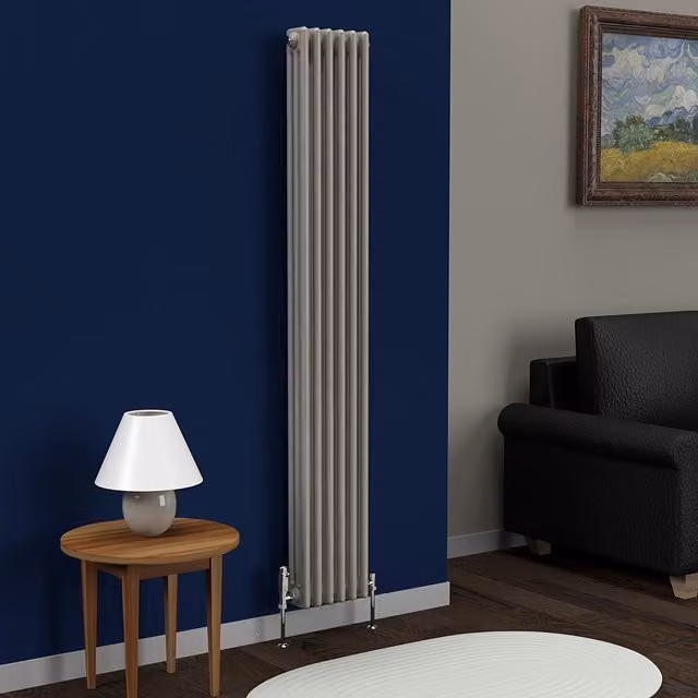 Lux Heat Vertical Coloured Column Radiator in Dune Grey, H 180 x W 29 x D 1.014 cm