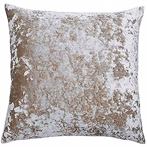 Paoletti Verona Crushed Velvet Square Polyester Filled Cushion in Beige, W/D/H: 55 x 55 x 55 cm