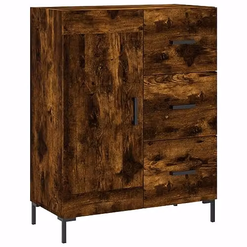 vidaXL Sideboard in Smoked Oak, Brown Engineered Wood, W: 69.5 cm, D: 34 cm, H: 90 cm