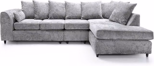 Abakus Direct Harriet Large Right Facing Corner Sofa in Light Grey Crushed Chenille Fabric – 1