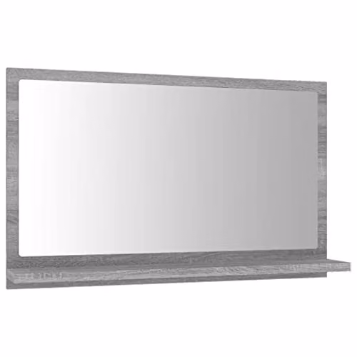 vidaXL Wall-Mounted Rectangular Bathroom Mirror in Grey Sonoma Engineered Wood, W: 60 cm, D: 10.5 cm, H: 37 cm