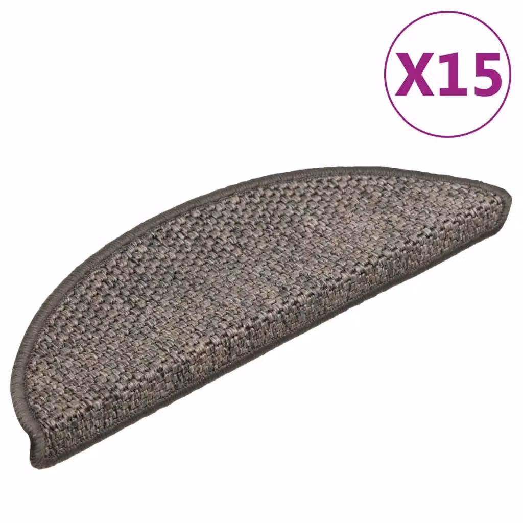 Berkfield Home Self-adhesive Sisal-Look Stair Mats, 15 Pack, Brown and Beige, W: 56 cm, D: 17 cm, H: 3 cm – 2