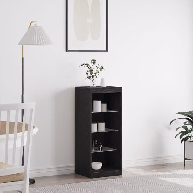 Berkfield Home Modern Black Oak Sideboard with Integrated LED Lighting, W/D/H: 41 x 37 x 100 cm – 1