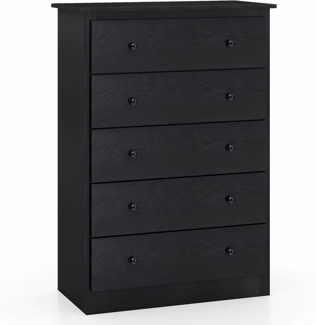 Costway Modern 5 Drawer Dresser in Black