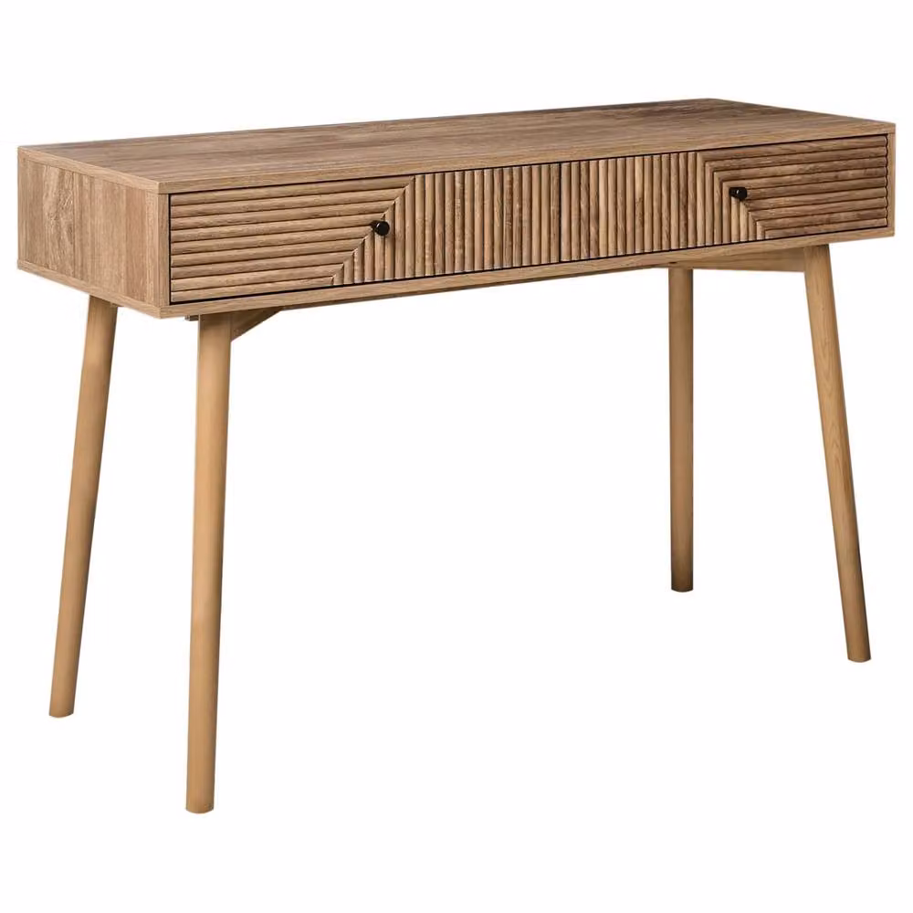 Wyld Haus Light Brown Laminated MDF Console Table with 2 Drawers and Solid Pine Legs W/D/H: 80 x 45 x 45 cm – 2