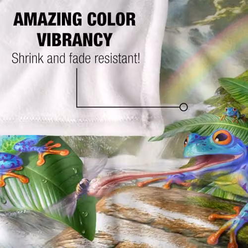 JQ Licensing Jlo Jungle Frogs Silky Touch Super Soft Fleece Throw Blanket, Multicolour, W: 91 cm, L: 147 cm – 3