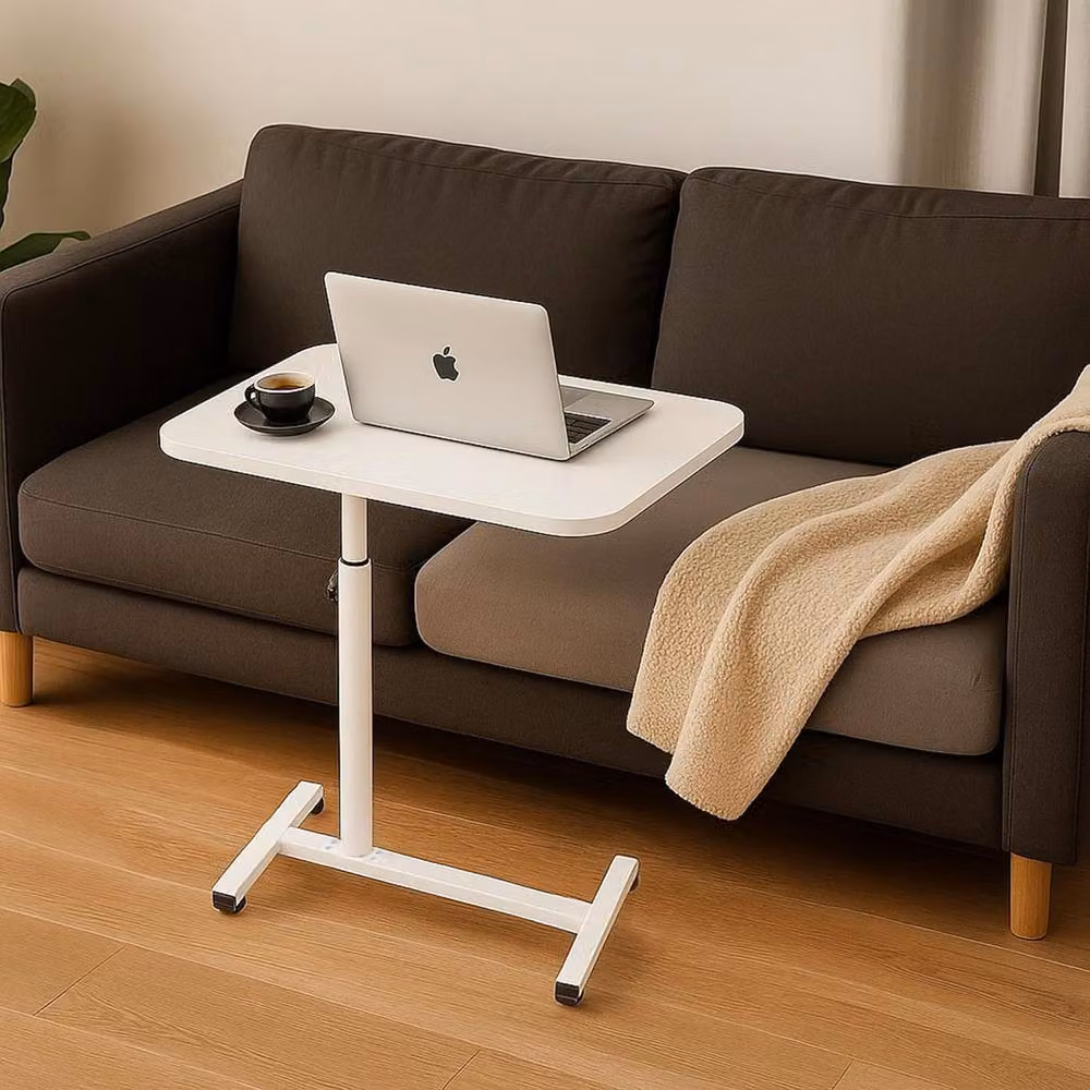 Bed Time UK Adjustable Overbed Bedside Table with Wheels, White Rolling Tray Desk – 2