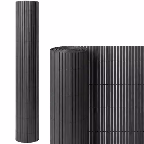 Outsunny 2-Piece Plastic Opaque Privacy Screening Fence, Dark Grey, H: 1 m x W: 5 m