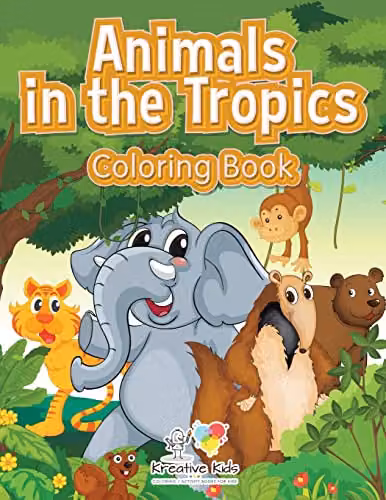 Kreative Kids Animals in the Tropics Colouring Book for Children, Multicolour, Paperback