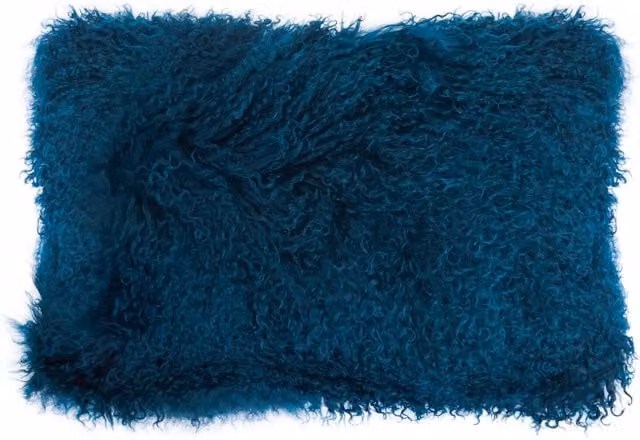 Orsina Rectangular Lambskin Fur Cushion in Petrol Blue