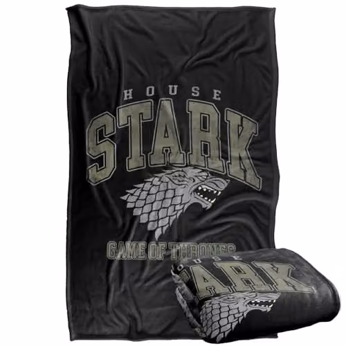 Warner Bros. Game of Thrones Varsity Stark Super Soft Fleece Throw Blanket, Multicolour, W: 91.44 cm, H: 147 cm
