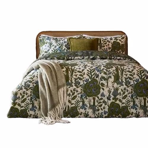 furn. Riva Home Garden of Wonder Reversible Floral Polycotton Duvet Cover Set, Green, W: 180 cm x L: 200 cm – 2