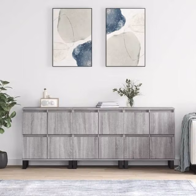 Berkfield Home 3-Piece Sideboard Set in Grey Sonoma Matt MDF