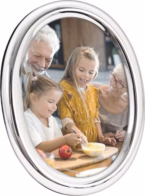 Happy Homewares Modern Oval Silver Plated Metal Single Picture Frame