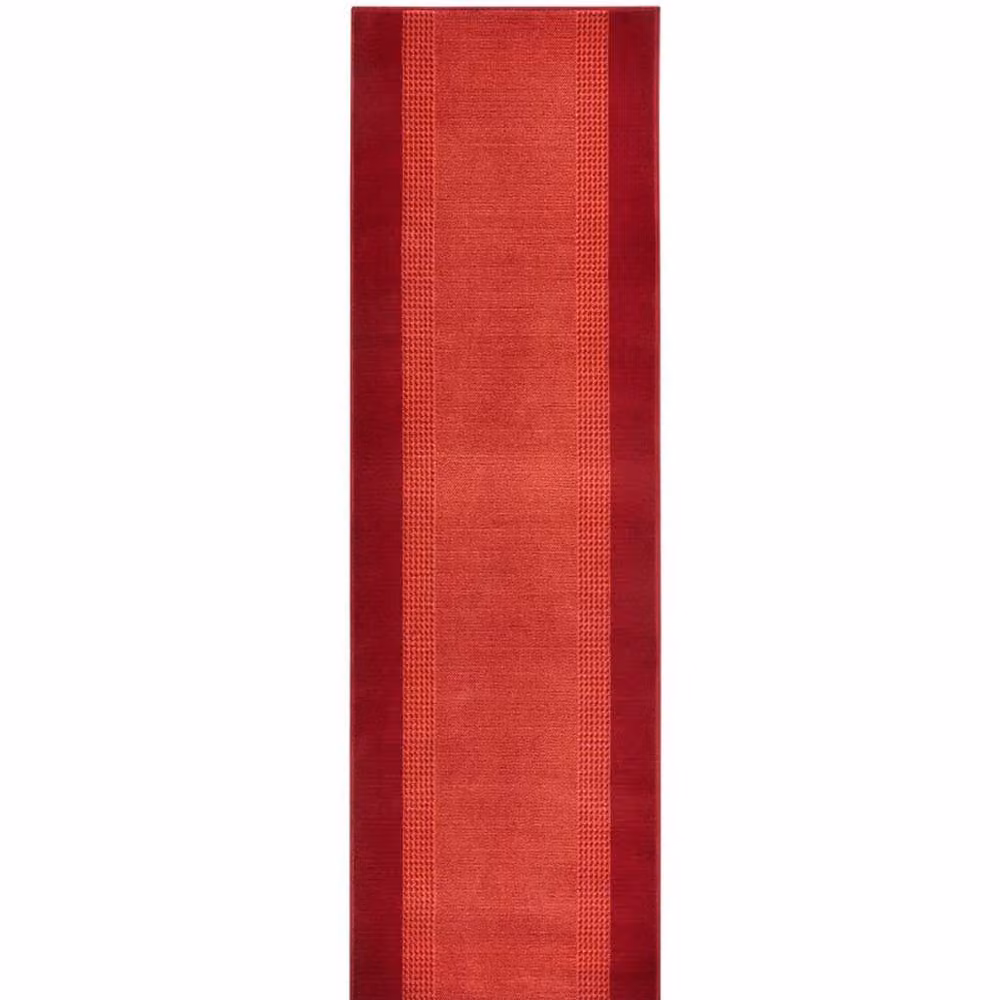 THE RUGS Designer Velours Band Red Polypropylene Short Pile Rectangular Rug W: 120 cm, D: 170 cm – 3