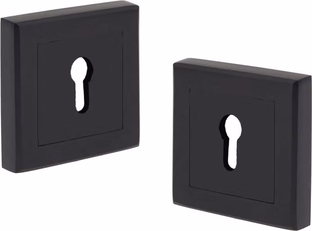Golden Grace Key Hole On Square Rose Escutcheon in Matt Black