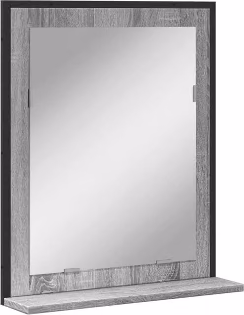 Berkfield Home Bathroom Mirror with Shelf in Grey Sonoma, W/D/H: 50 x 12 x 60 cm
