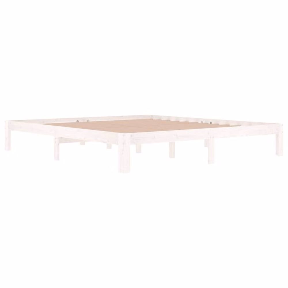 Berkfield Home Super King Size Solid Pine Wood Bed Frame in White, W/D/H: 180 x 200 cm – 3