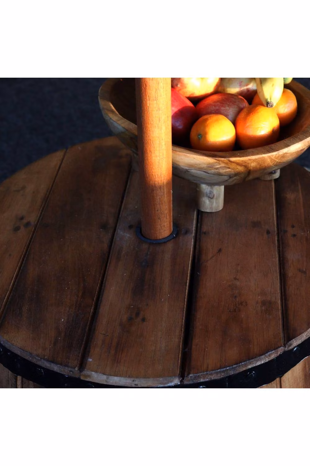 KDMD Natural Beer Barrel Table Parasol Stand in Brown, W/D/H: 60 x 48.5 x 48.5 cm – 4