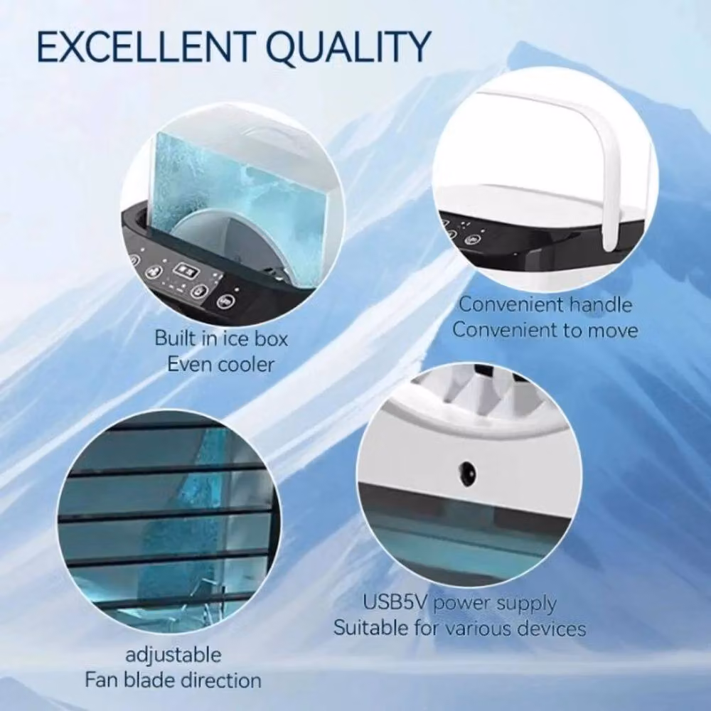 NESTLUNE Portable 3-Speed Air Cooler Fan in White – 4