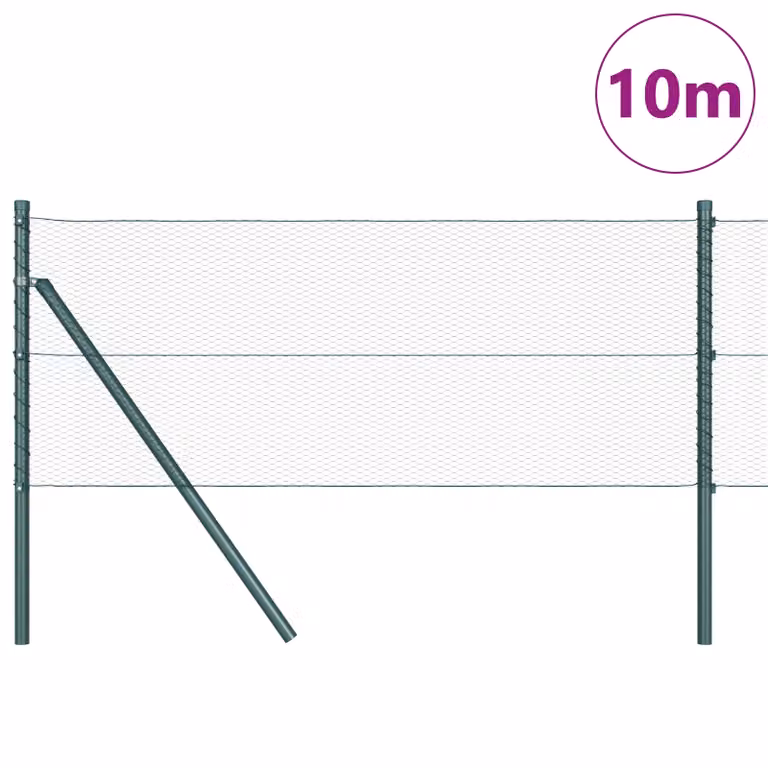 Berkfield Home Green Powder-Coated Steel Hexagon Fence, W: 0.6 m, L: 10 m