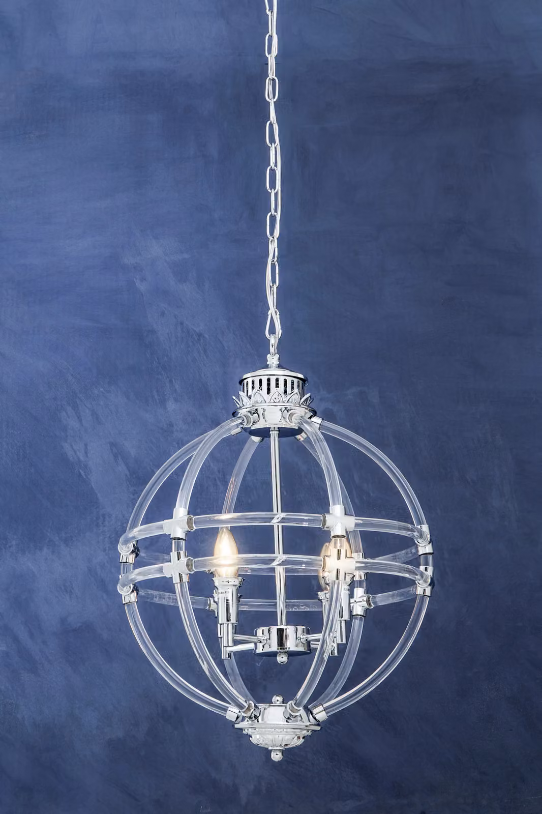 Fifty Five South Orsina Sphere Pendant Light in Clear Acrylic and Chrome Finish, Silver – 2