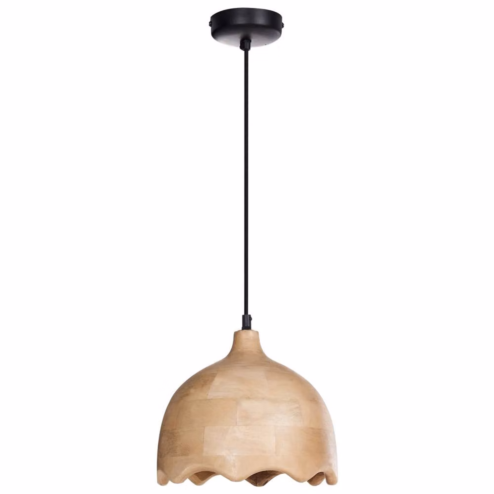 Wyld and Coco Round Mango Wood Pendant Lamp in Brown – 3