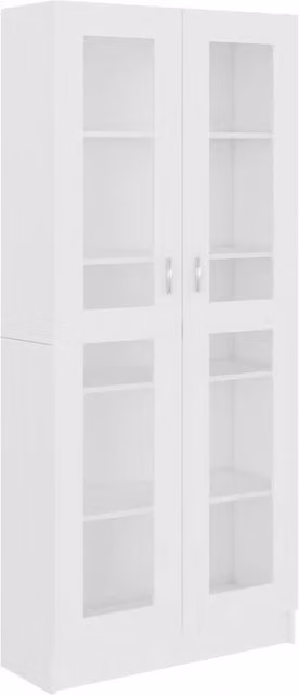 Berkfield Home Vitrine Cabinet in White with Glass Doors, W/D/H: 82.5 x 30.5 x 185.5 cm