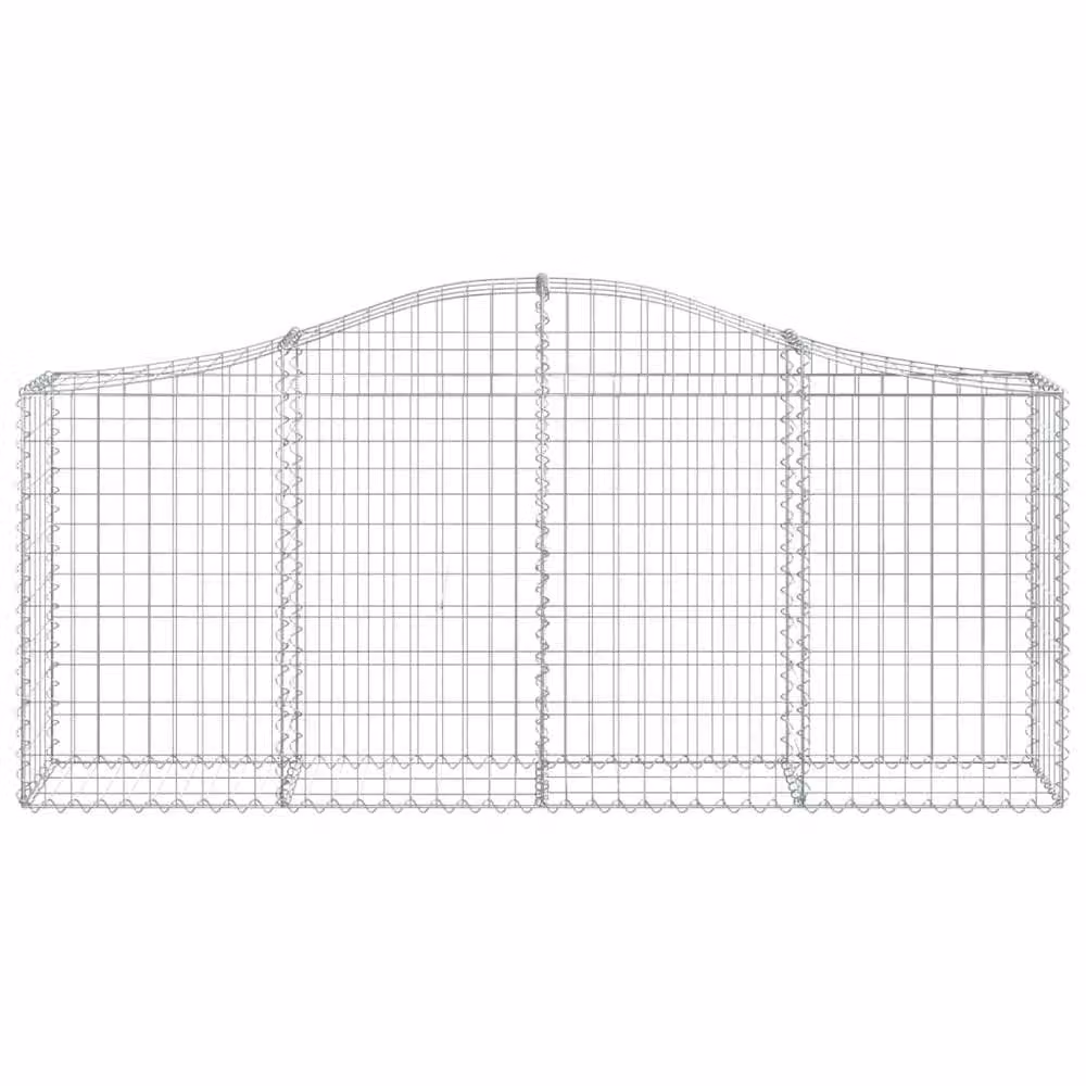 Berkfield Home Arched Gabion Basket in Silver Galvanised Steel, W: 200 cm, D: 30 cm, H: 80-100 cm – 2