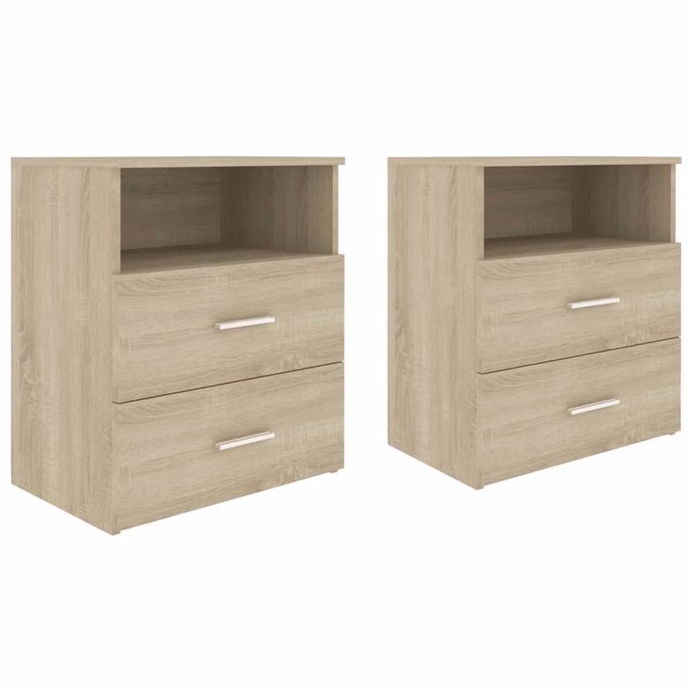 Berkfield Home Modern Bed Cabinets, 2 Piece Sonoma Oak in Light Tan, W/D/H: 50 x 32 x 60 cm – 2