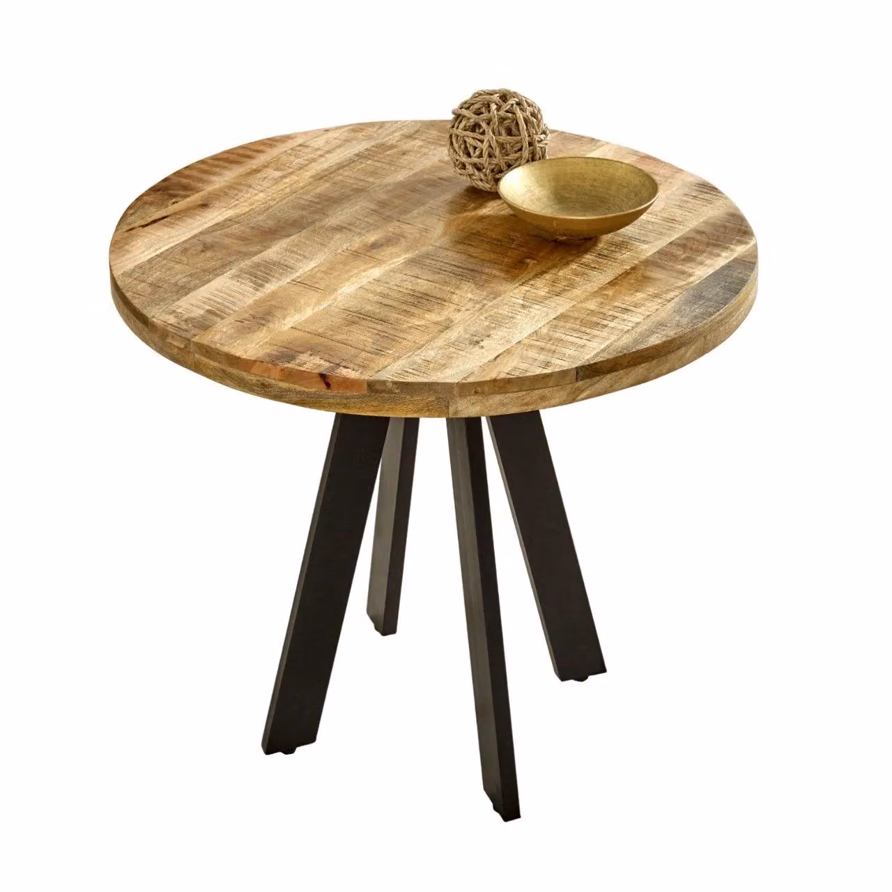 IH Design Bratton Round Mango Wood 4 Seater Dining Table in Brown – 4