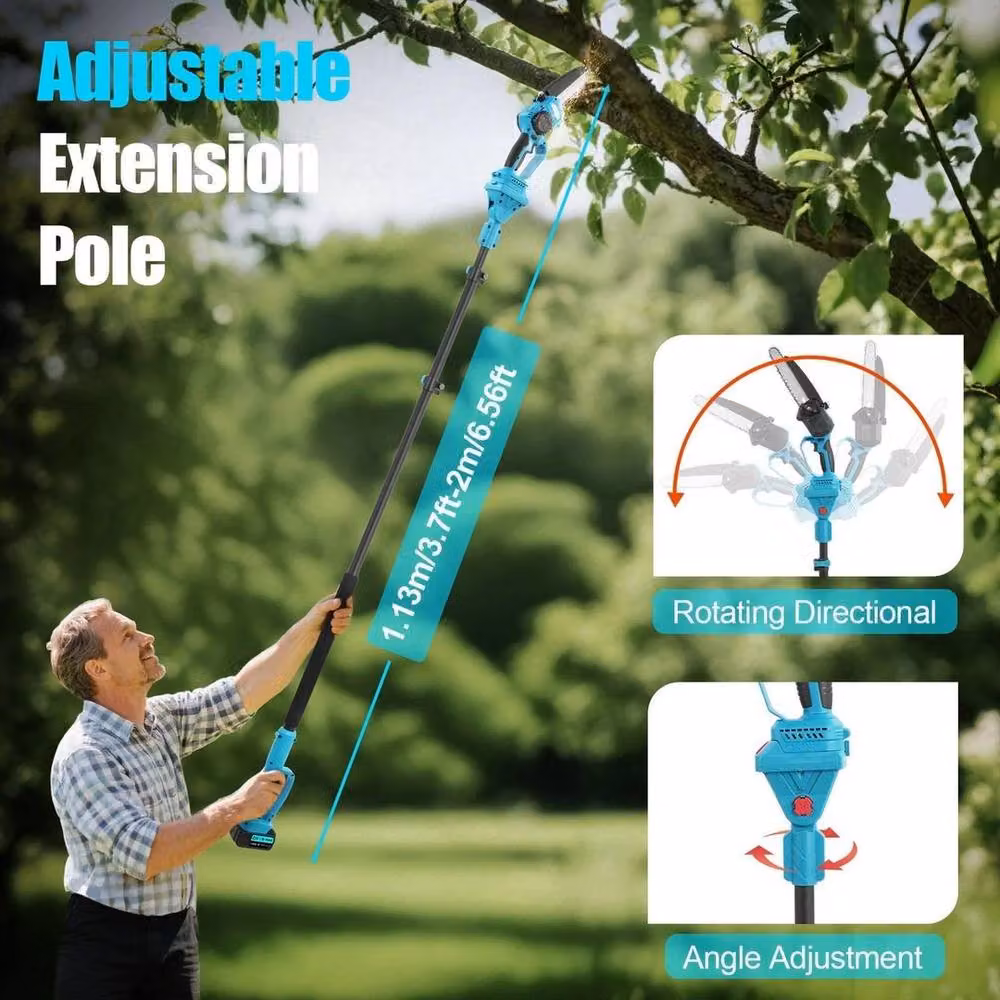 Kelvenix 8 inch Brushless Cordless Pole Chainsaw with 2 Rechargeable Batteries in Blue – 2