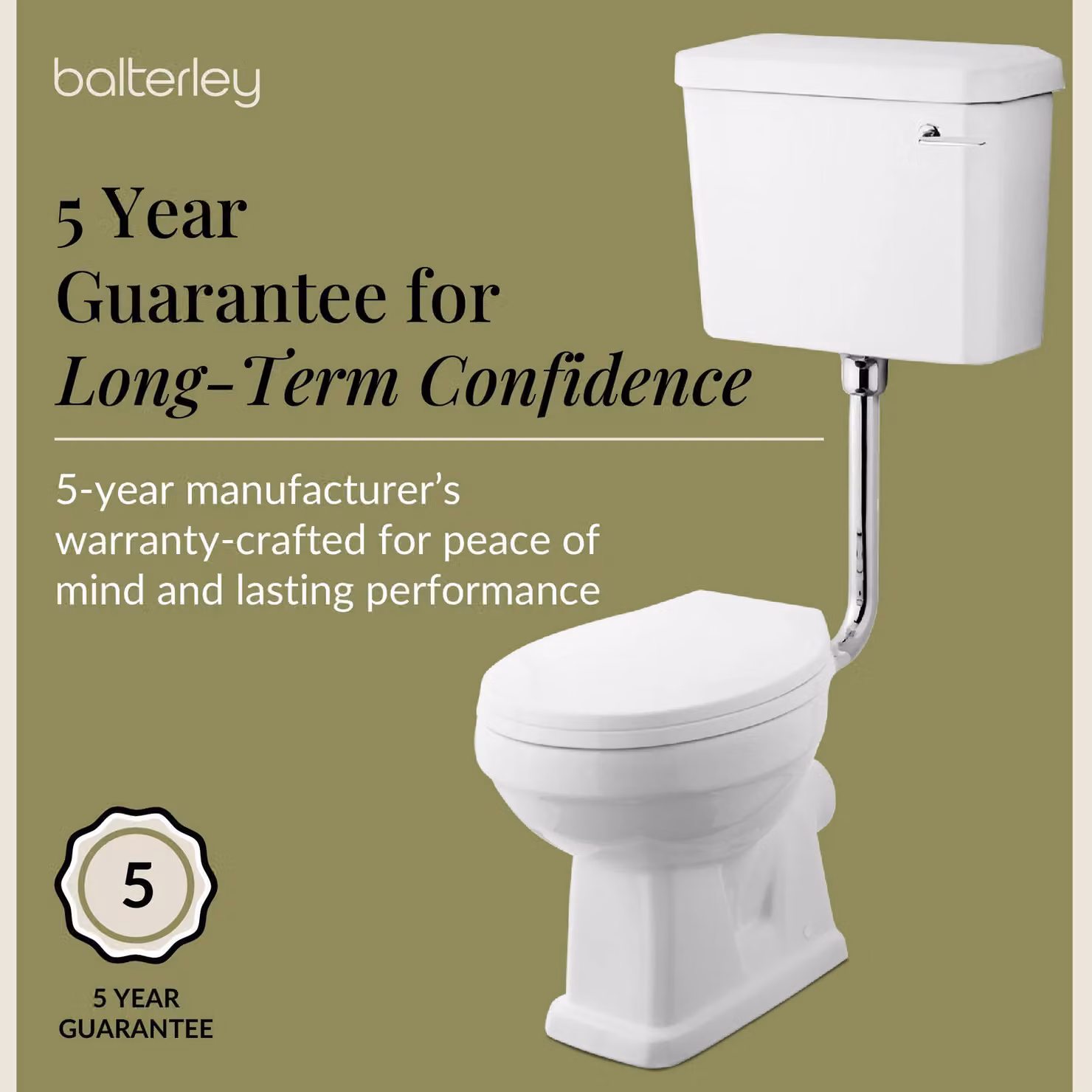 Balterley Traditional Ceramic Low Level Toilet Pan, Cistern and Flush Pipe Kit in White – 3