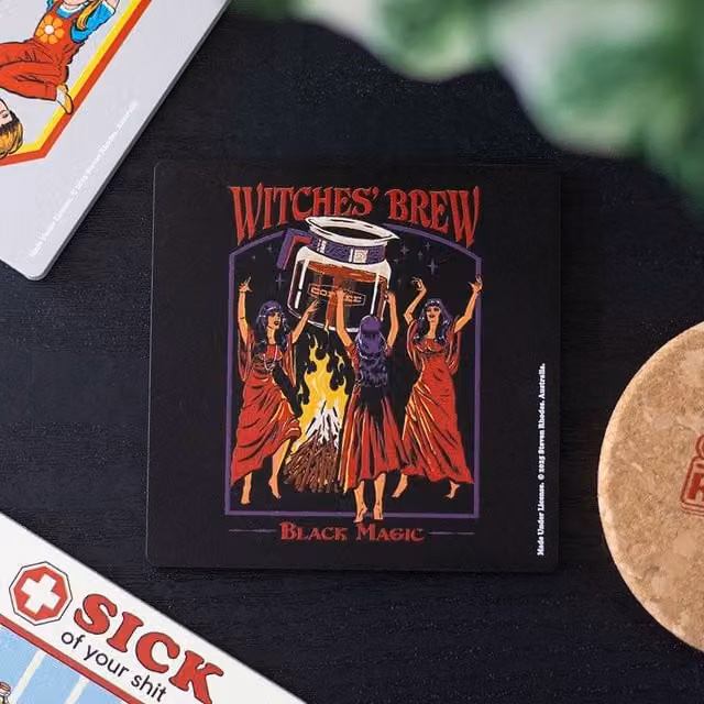 Uniqueful Witches' Brew Steven Rhodes Coaster in Black