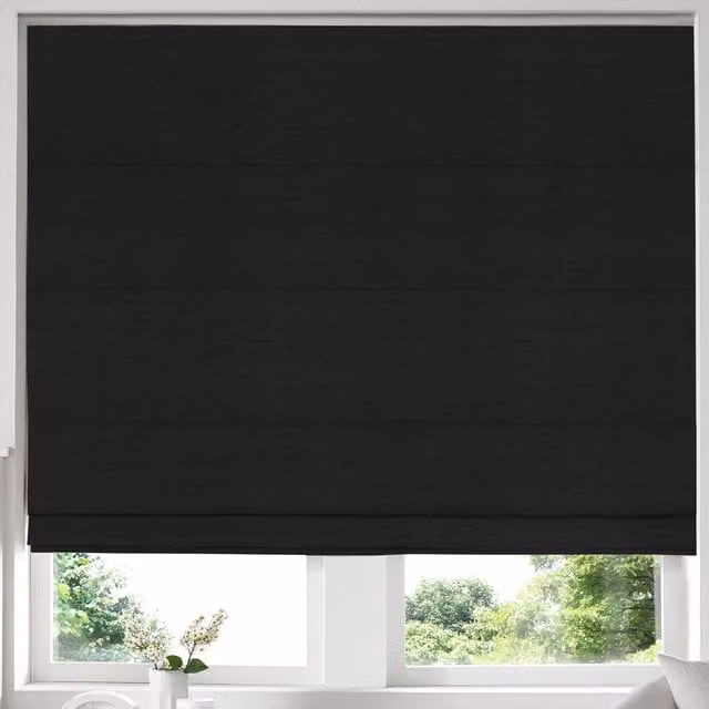 Simply Collection Iowa Silk Essence Made to Measure Blackout Roman Blind in Black