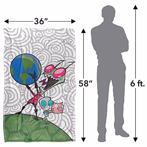 Invader Zim and Gir Silky Touch Super Soft Fleece Throw Blanket, Multicolour, W: 91 cm, D: 147 cm – 2