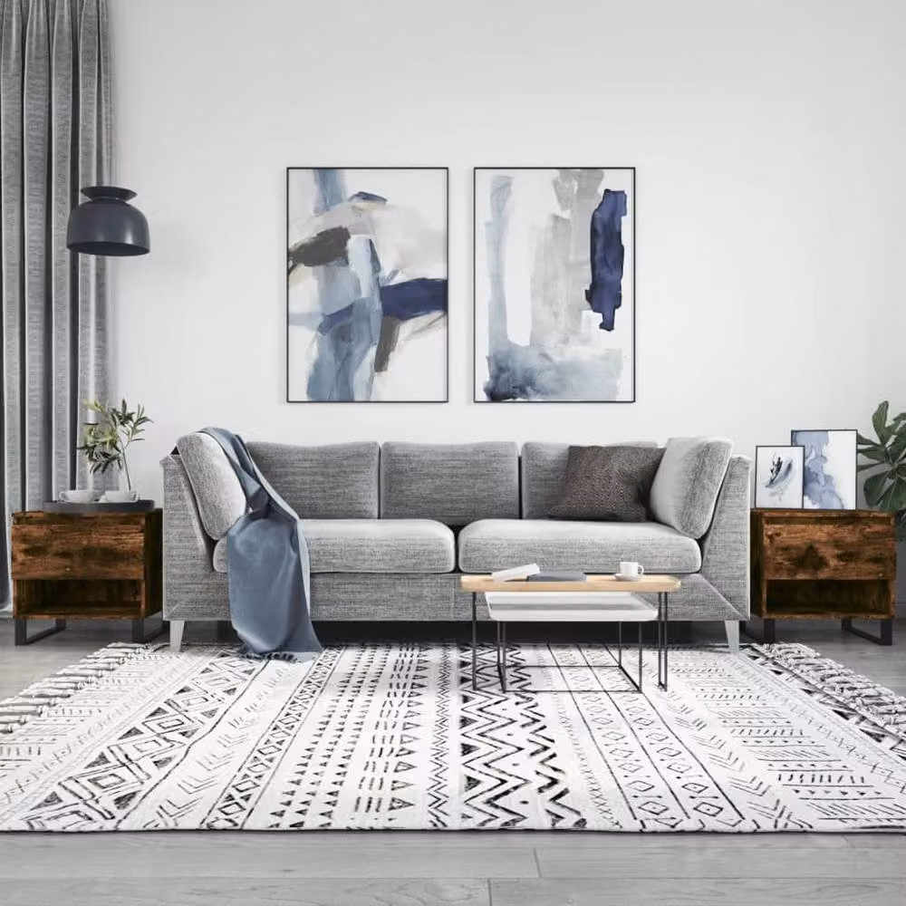 Berkfield Home Set of 2 Modern Smoked Oak Coffee Tables in Brown, W/D/H: 50 x 46 x 50 cm – 2