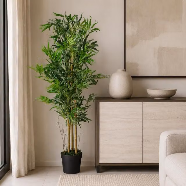 Leaf Design UK Realistic Artificial Bamboo Tree, Green, Height: 120 cm – 2