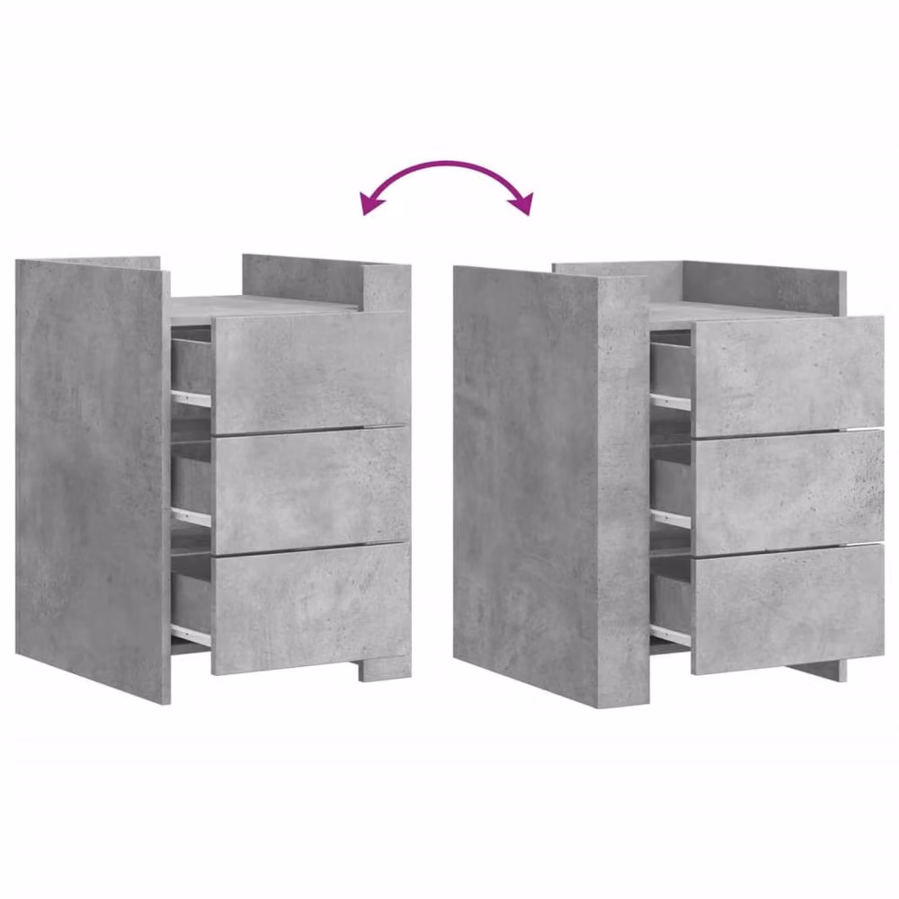 Berkfield Home Decorative Bedside Cabinet in Concrete Grey, W/D/H: 45 x 50 x 65 cm – 3