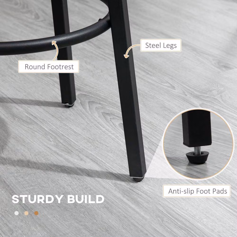 ERGOVEXA Set of 2 Industrial Steel Frame Bar Stools in Rustic Brown and Black – 6
