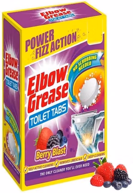 Elbow Grease Berry Blast Fizz Action Toilet Bowl Cleaner Tablets, 10 Pack, White