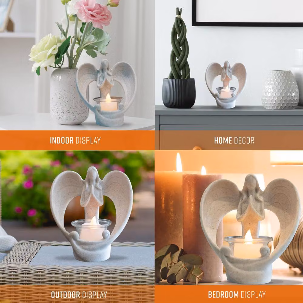 Globrite Guardian Angel LED Tea Light Candle Holder, White – 5