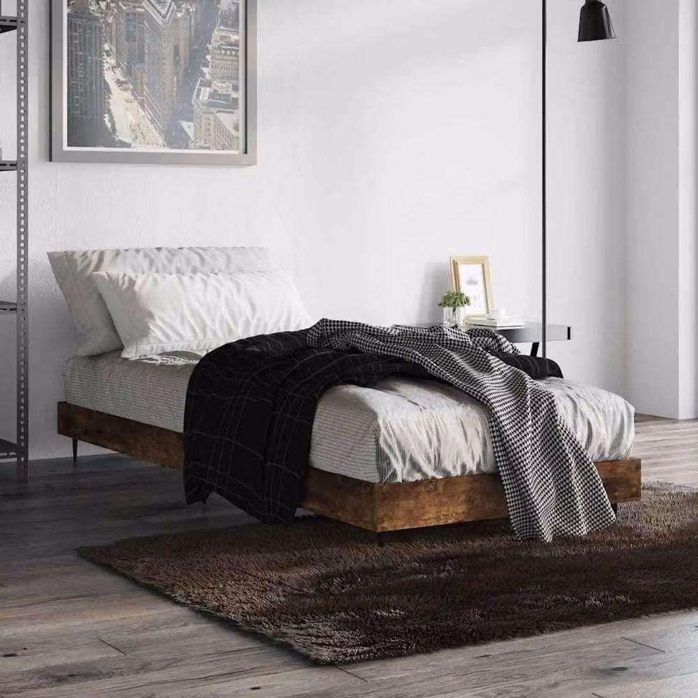 Berkfield Home Smoked Oak Small Single Bed Frame in Brown, W: 75 cm, L: 190 cm – 3