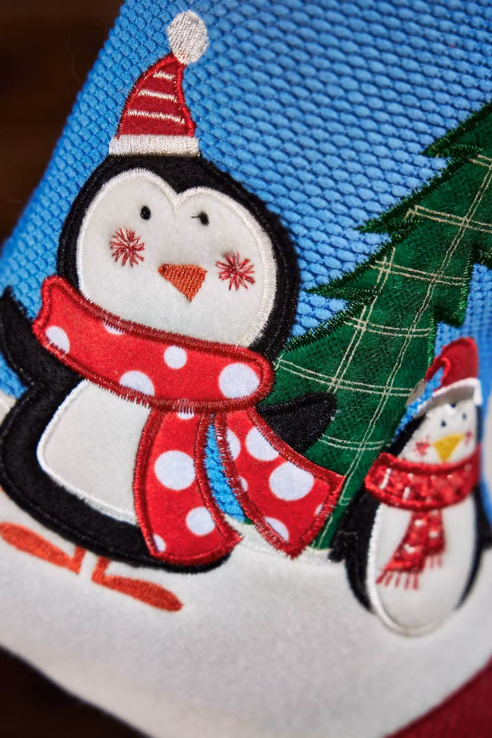 Dibor Luxury Penguin Christmas Stocking for Children in Red and Multicolour, Medium Size – 2